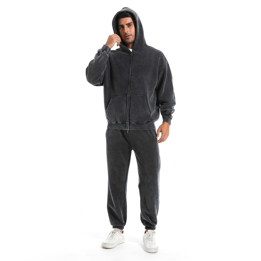 350GSM Washed Black Tracksuit